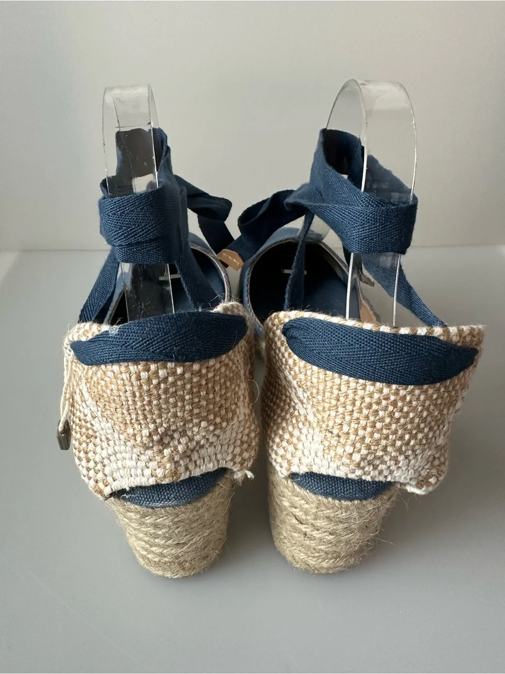 NWT Castaner Carina 6 Denim Blue Lace-Up Espadrille Wedges Size 9